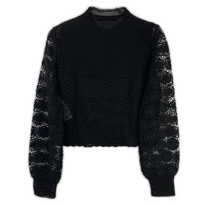 DIOR ディオール 314S21AM711 Black Knit Lace Embroidery Tops Tops