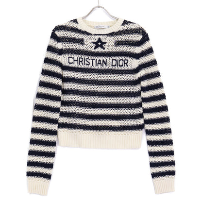 Christian Dior クリスチャンディオール 【美品/国内正規】424S72AM759 ロゴ ボーダー メッシュ ニットセーター トップス