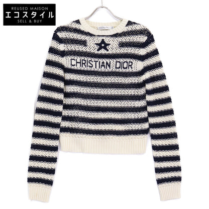 Christian Dior クリスチャンディオール 【美品/国内正規】424S72AM759 ロゴ ボーダー メッシュ ニットセーター トップス
