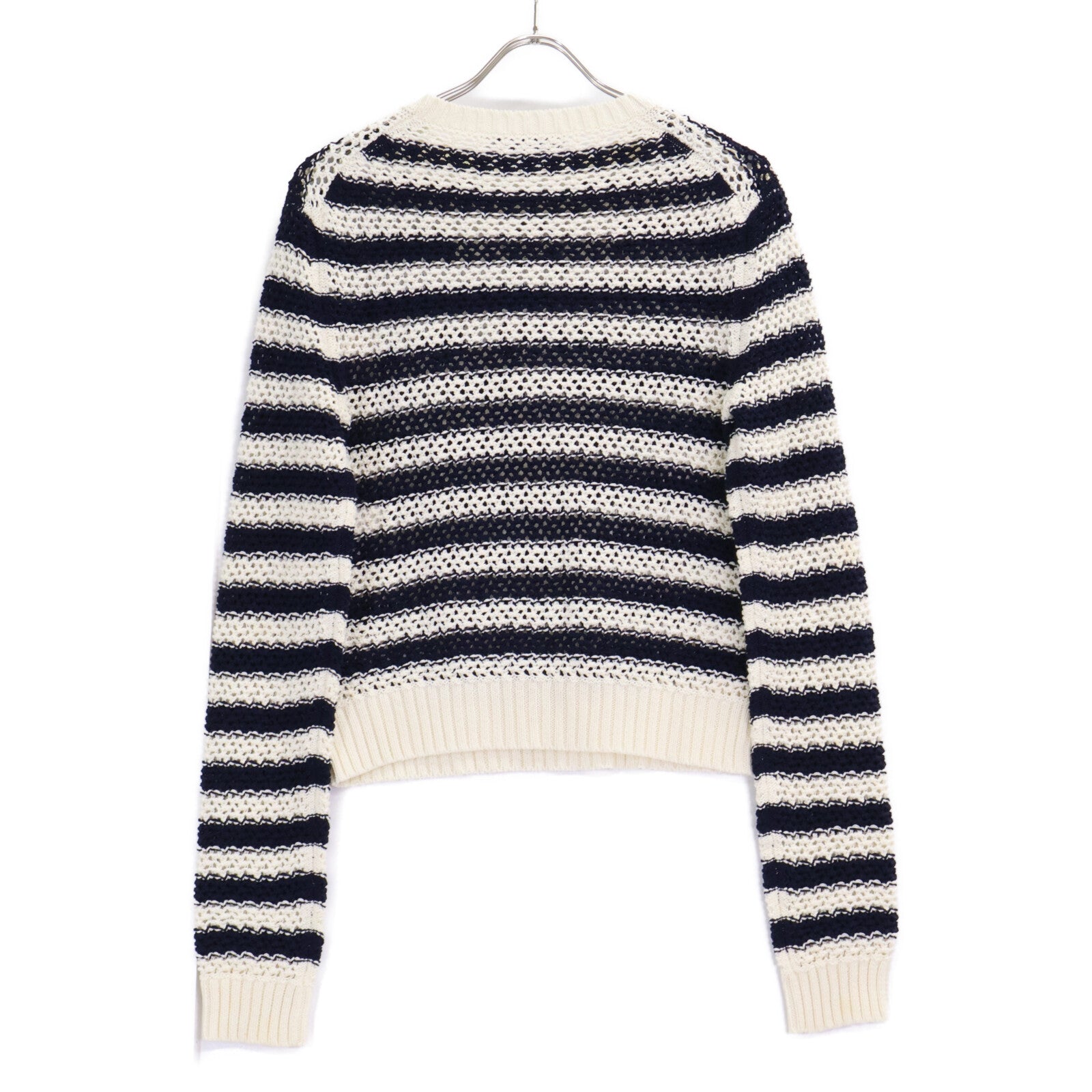 Christian Dior クリスチャンディオール 【美品/国内正規】424S72AM759 ロゴ ボーダー メッシュ ニットセーター トップス