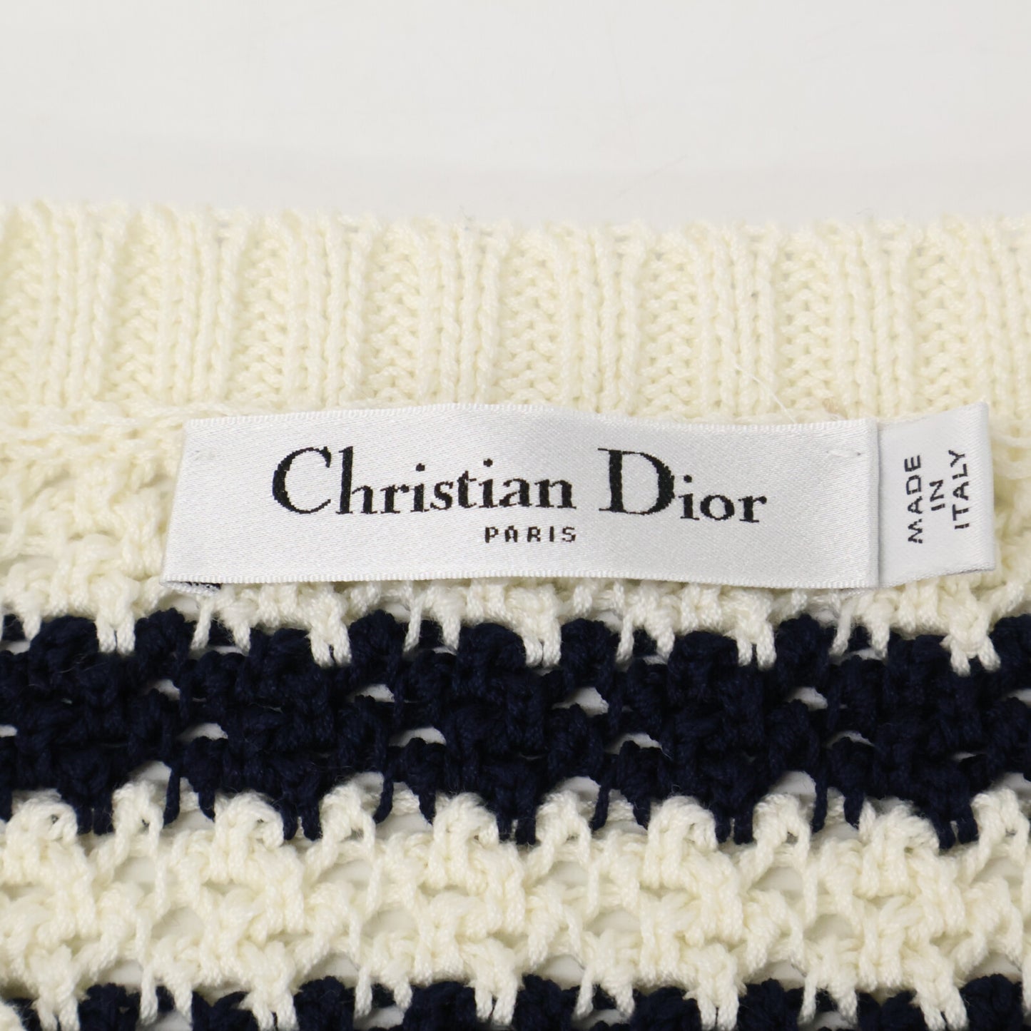 Christian Dior クリスチャンディオール 【美品/国内正規】424S72AM759 ロゴ ボーダー メッシュ ニットセーター トップス