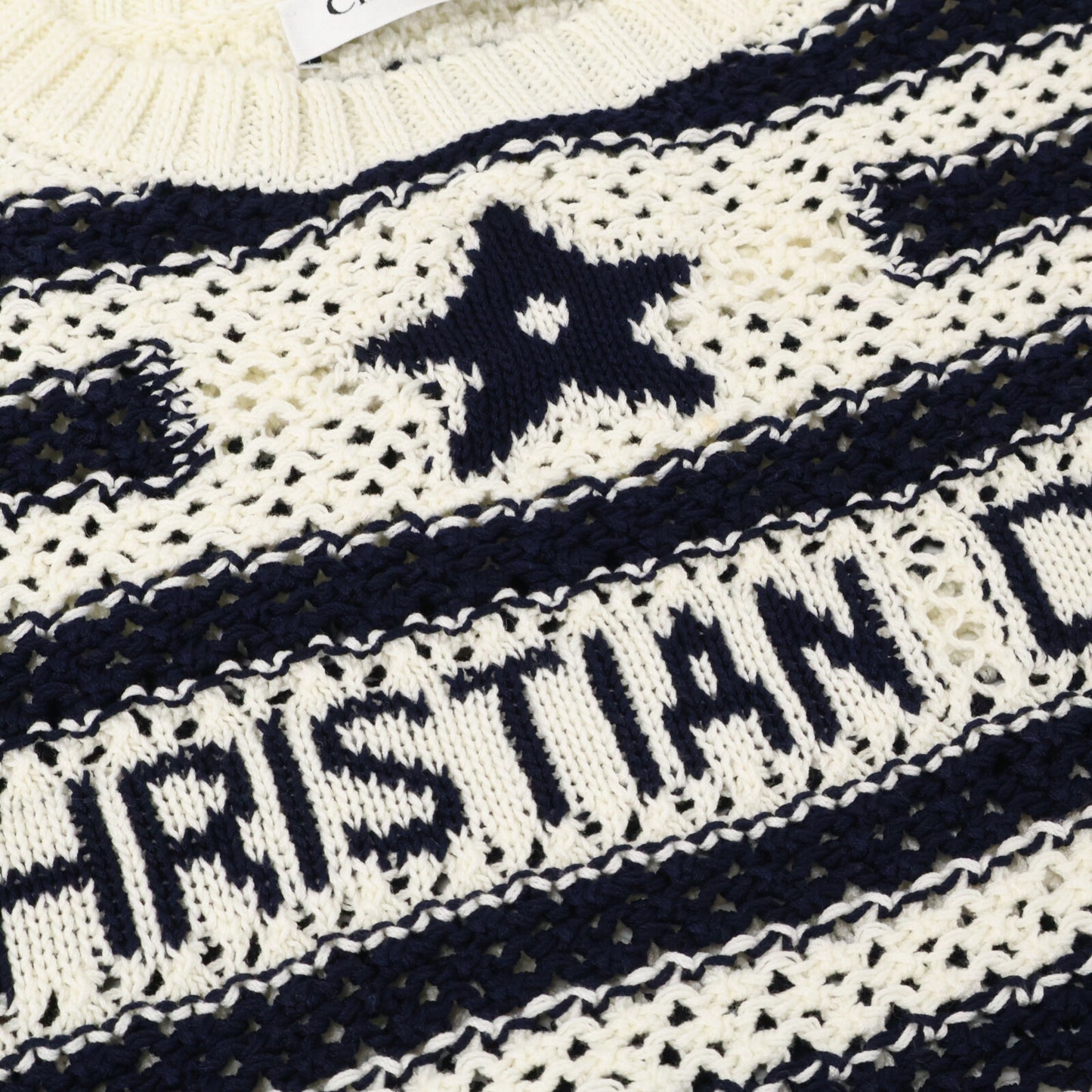 Christian Dior クリスチャンディオール 【美品/国内正規】424S72AM759 ロゴ ボーダー メッシュ ニットセーター トップス