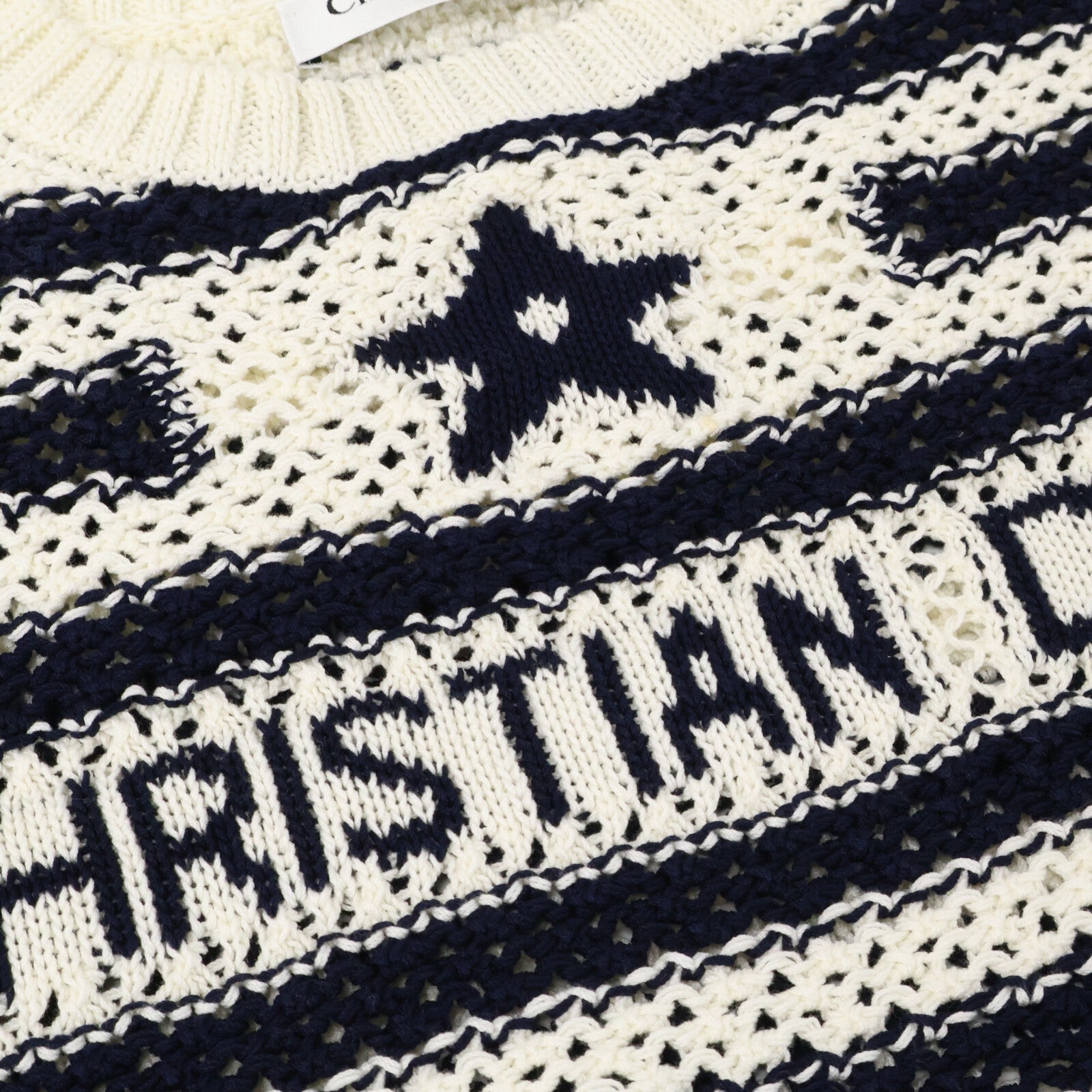Christian Dior クリスチャンディオール 【美品/国内正規】424S72AM759 ロゴ ボーダー メッシュ ニットセーター トップス