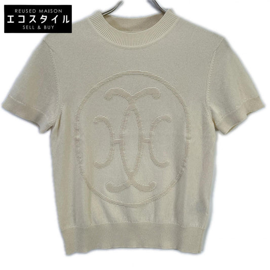 HERMES エルメス 2H2663D1 オフホワイト Hリフト カシミヤ 半袖ニット トップス