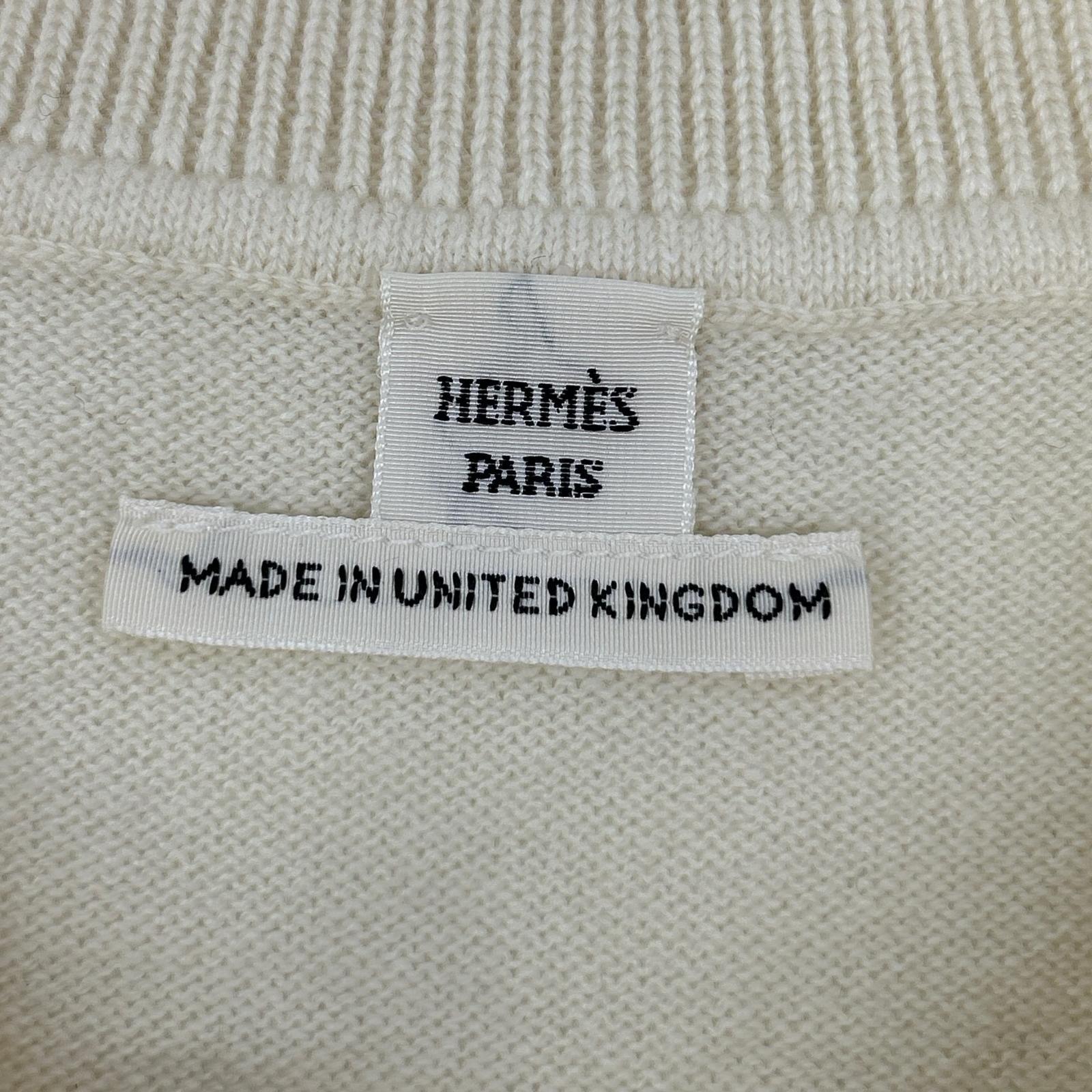HERMES Hermès 2H2663D1 Off-White H Lift Cashmere Short-Sleeve Knit Top