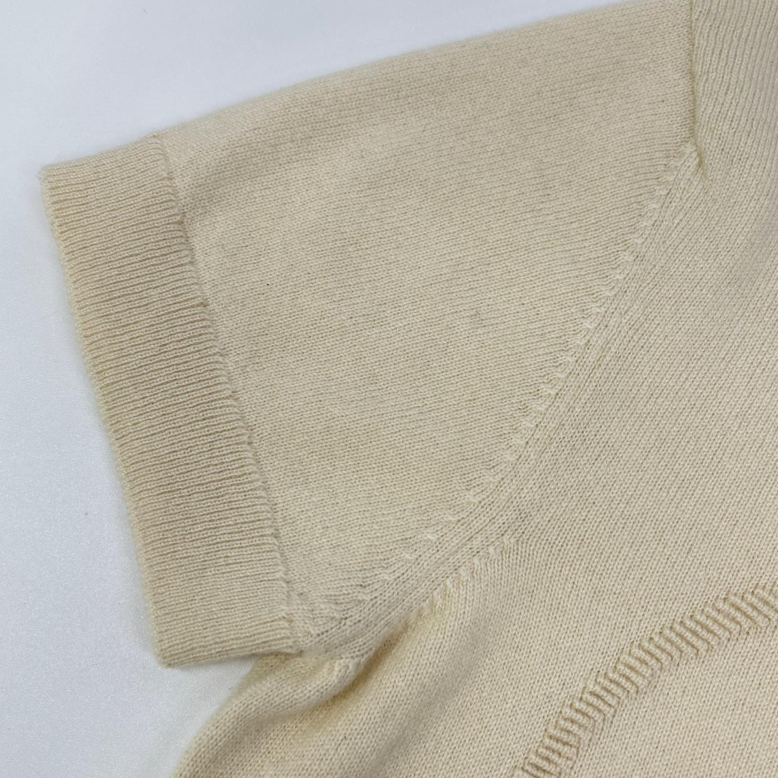 HERMES Hermès 2H2663D1 Off-White H Lift Cashmere Short-Sleeve Knit Top