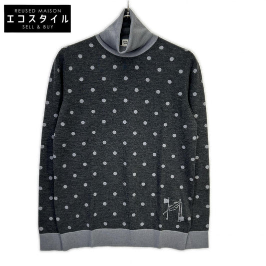 HERMES エルメス ドット柄 カシミヤ×シルク タートルネック ニット　21AW トップス