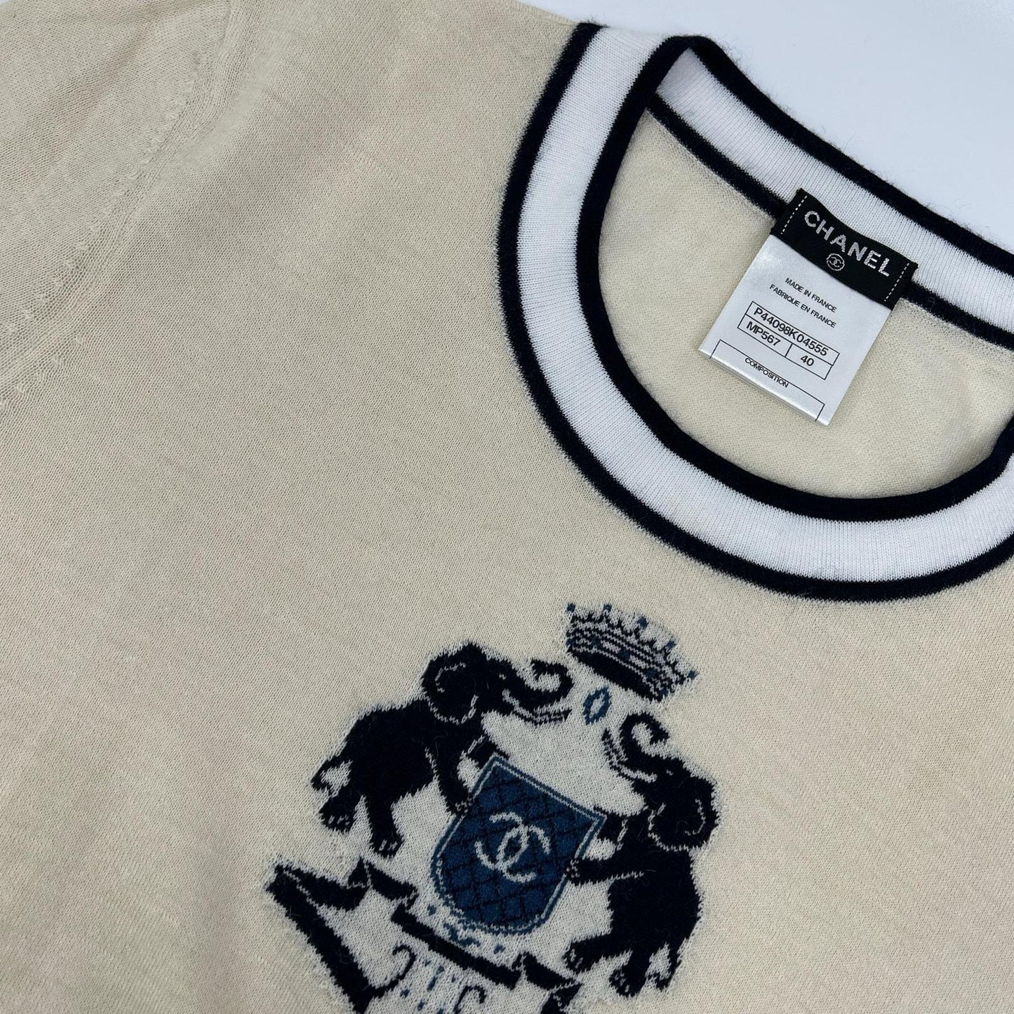 CHANEL シャネル P44098K04555 エンブレムロゴ刺繍 ニットセーター トップス
