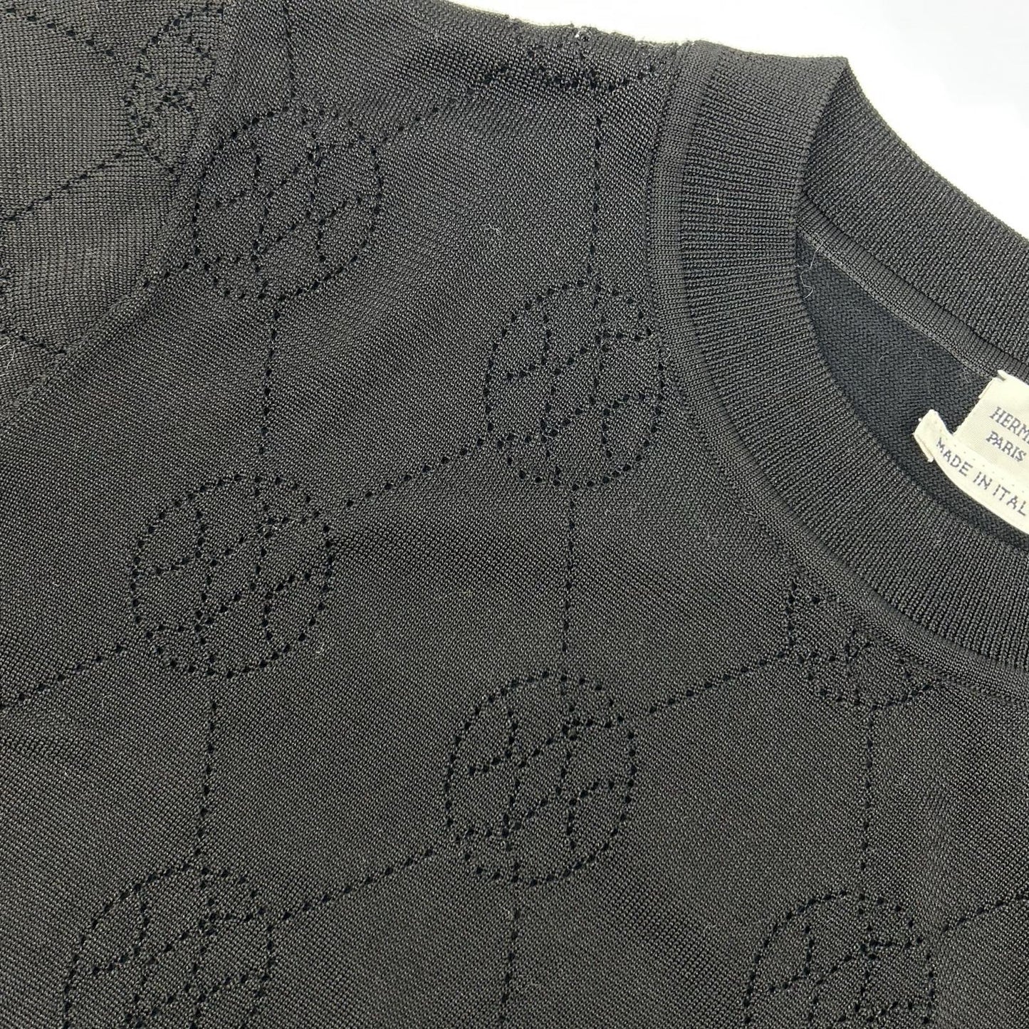 HERMES エルメス 2E2622DA ブラック Hリフト 半袖ニット トップス