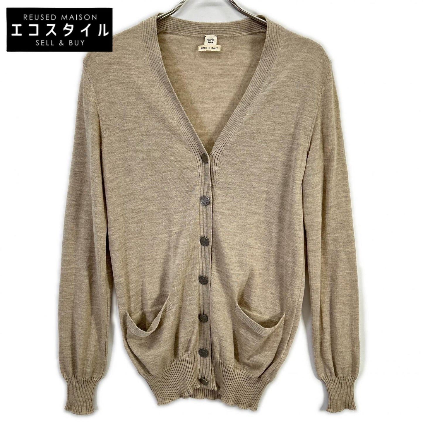 HERMES Hermès Lemaire Era Sellier-Button Cashmere Cardigan Top