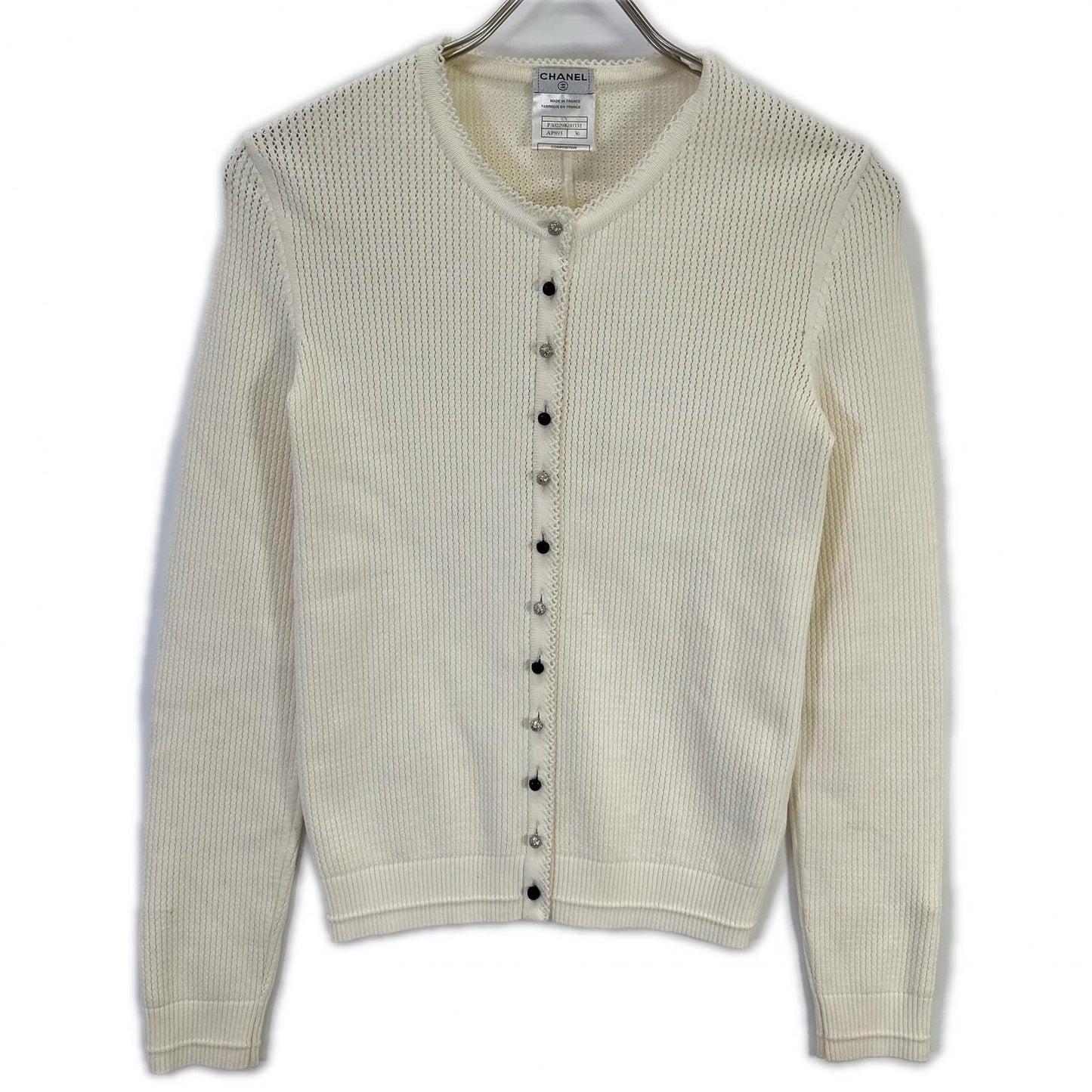 CHANEL シャネル 07年クルーズコレクション　07C P30229K00331 ホワイト ビジュー釦 カーディガン トップス