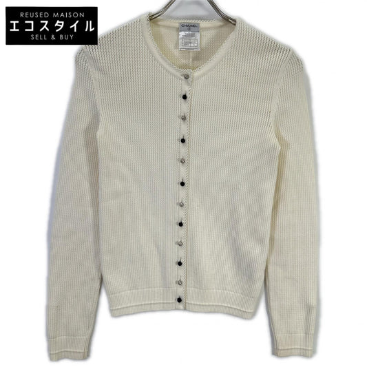 CHANEL シャネル 07年クルーズコレクション　07C P30229K00331 ホワイト ビジュー釦 カーディガン トップス