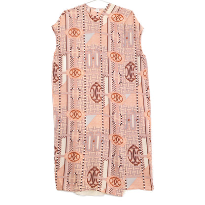 HERMES エルメス 【美品】総柄 シルク100％ ボウタイ ノースリーブ ワンピース