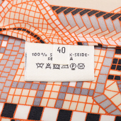 HERMES エルメス 【美品】総柄 シルク100％ ボウタイ ノースリーブ ワンピース