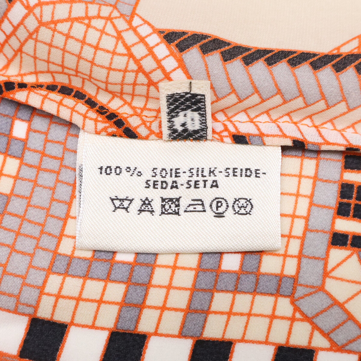 HERMES エルメス 【美品】総柄 シルク100％ ボウタイ ノースリーブ ワンピース