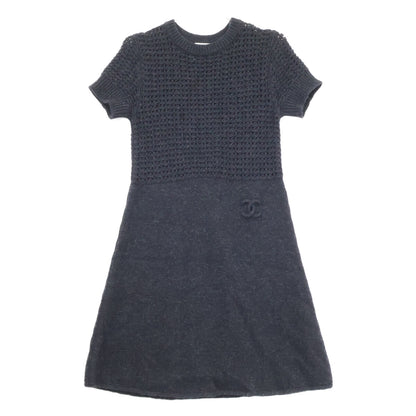 CHANEL シャネル 【美品】スポーツ 09A P36613K02248 ココマーク 半袖ニット ワンピース