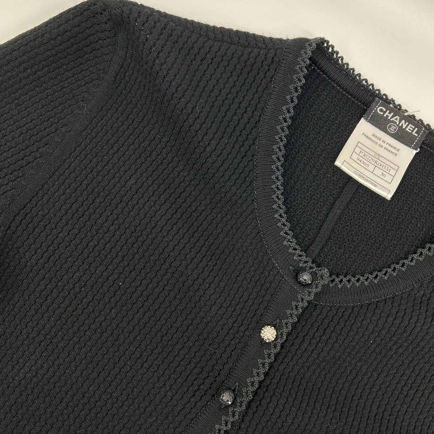 CHANEL シャネル 07年クルーズコレクション 07C P30229K00331 ブラック ビジュー釦 カーディガン トップス