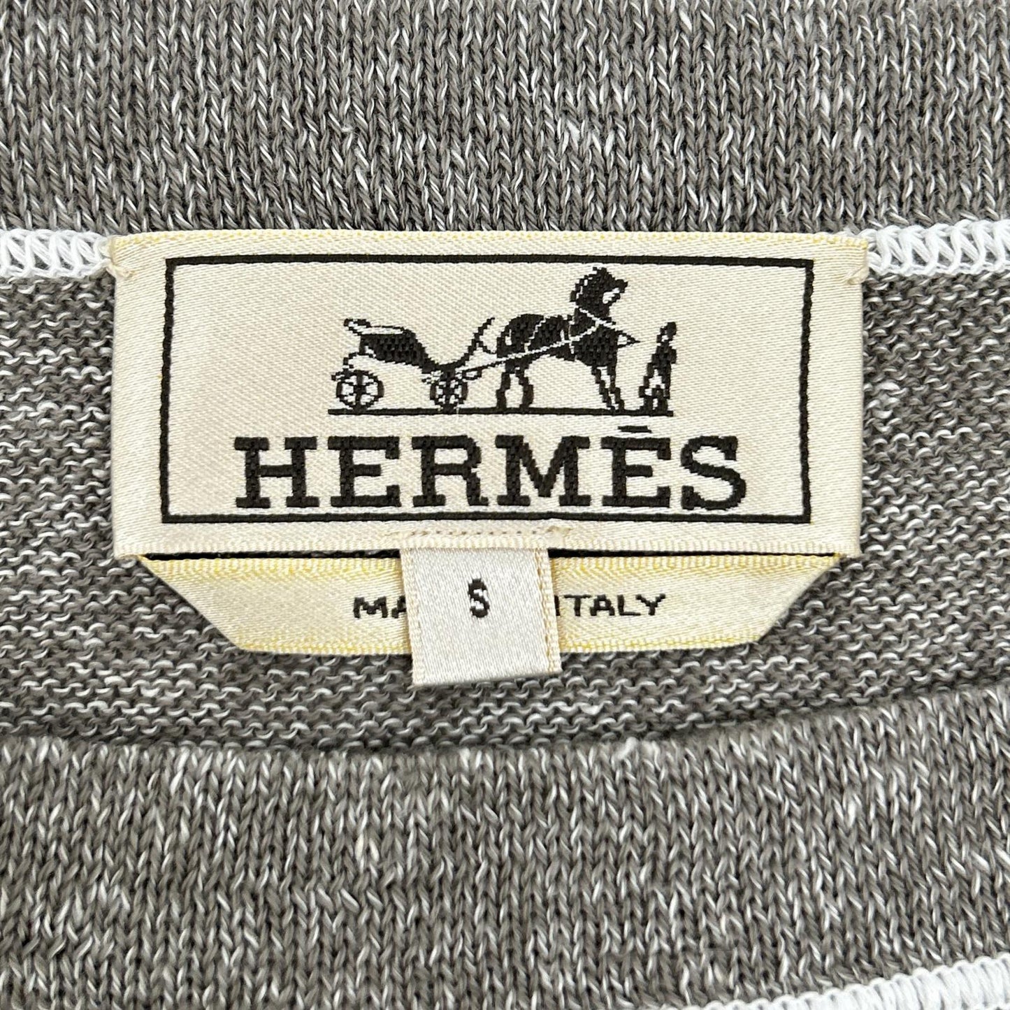HERMES エルメス グレー リネン混 ドローストリング ニット タグ付き トップス