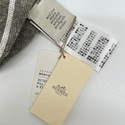 HERMES エルメス グレー リネン混 ドローストリング ニット タグ付き トップス
