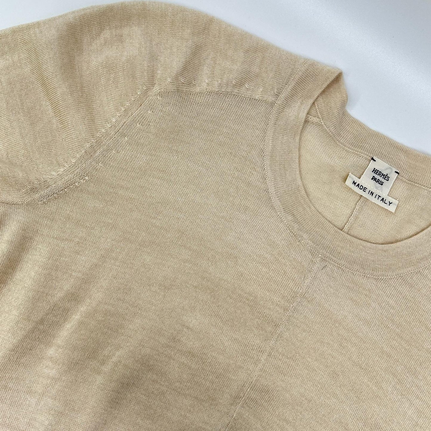 HERMES エルメス ベージュ カシミヤ×シルク ニットセーター トップス