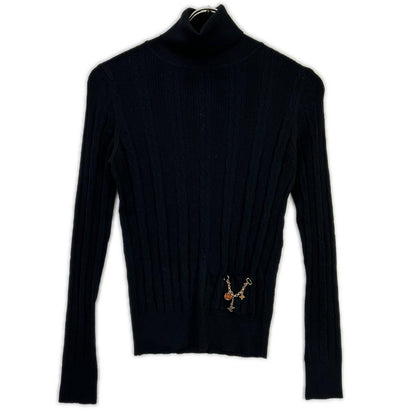 LOUIS VUITTON Louis Vuitton Turtleneck Knit Top with Charm