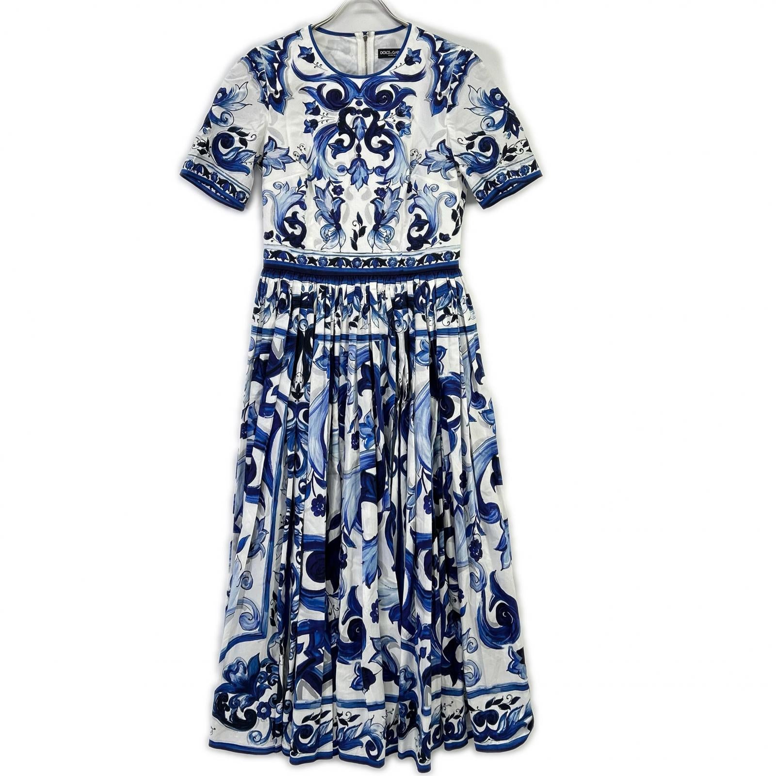 DOLCE&GABBANA ドルチェアンドガッバーナ F6ADVT POPLIN MIDI DRESS WITH MAIOLICA PRINT ワンピース