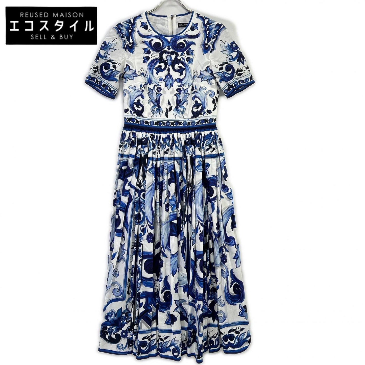 DOLCE&GABBANA ドルチェアンドガッバーナ F6ADVT POPLIN MIDI DRESS WITH MAIOLICA PRINT ワンピース