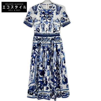 DOLCE&GABBANA ドルチェアンドガッバーナ F6ADVT POPLIN MIDI DRESS WITH MAIOLICA PRINT ワンピース