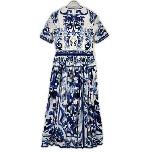 DOLCE&GABBANA ドルチェアンドガッバーナ F6ADVT POPLIN MIDI DRESS WITH MAIOLICA PRINT ワンピース