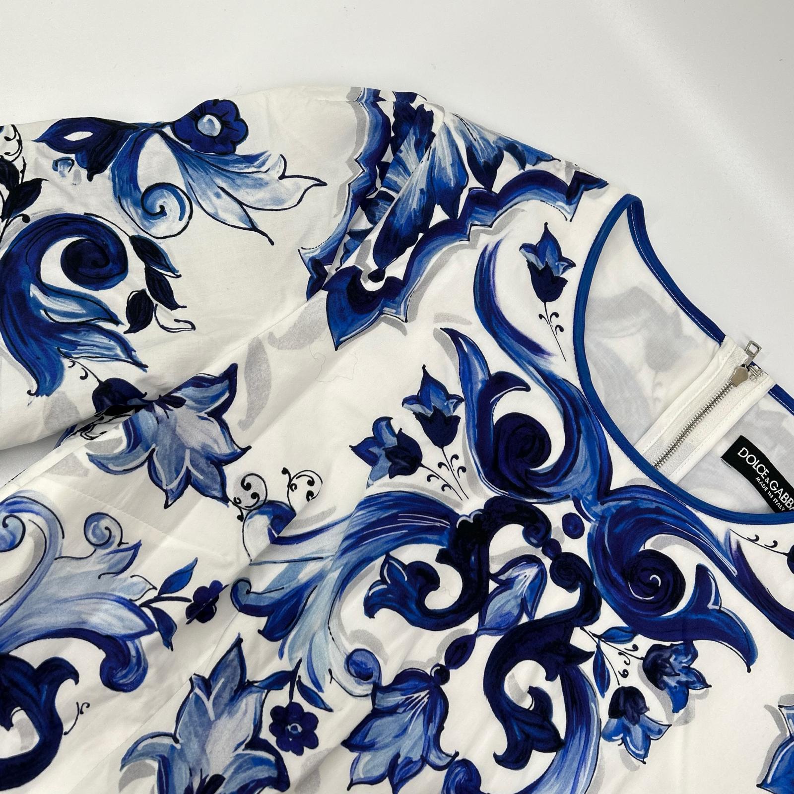 DOLCE&GABBANA ドルチェアンドガッバーナ F6ADVT POPLIN MIDI DRESS WITH MAIOLICA PRINT ワンピース
