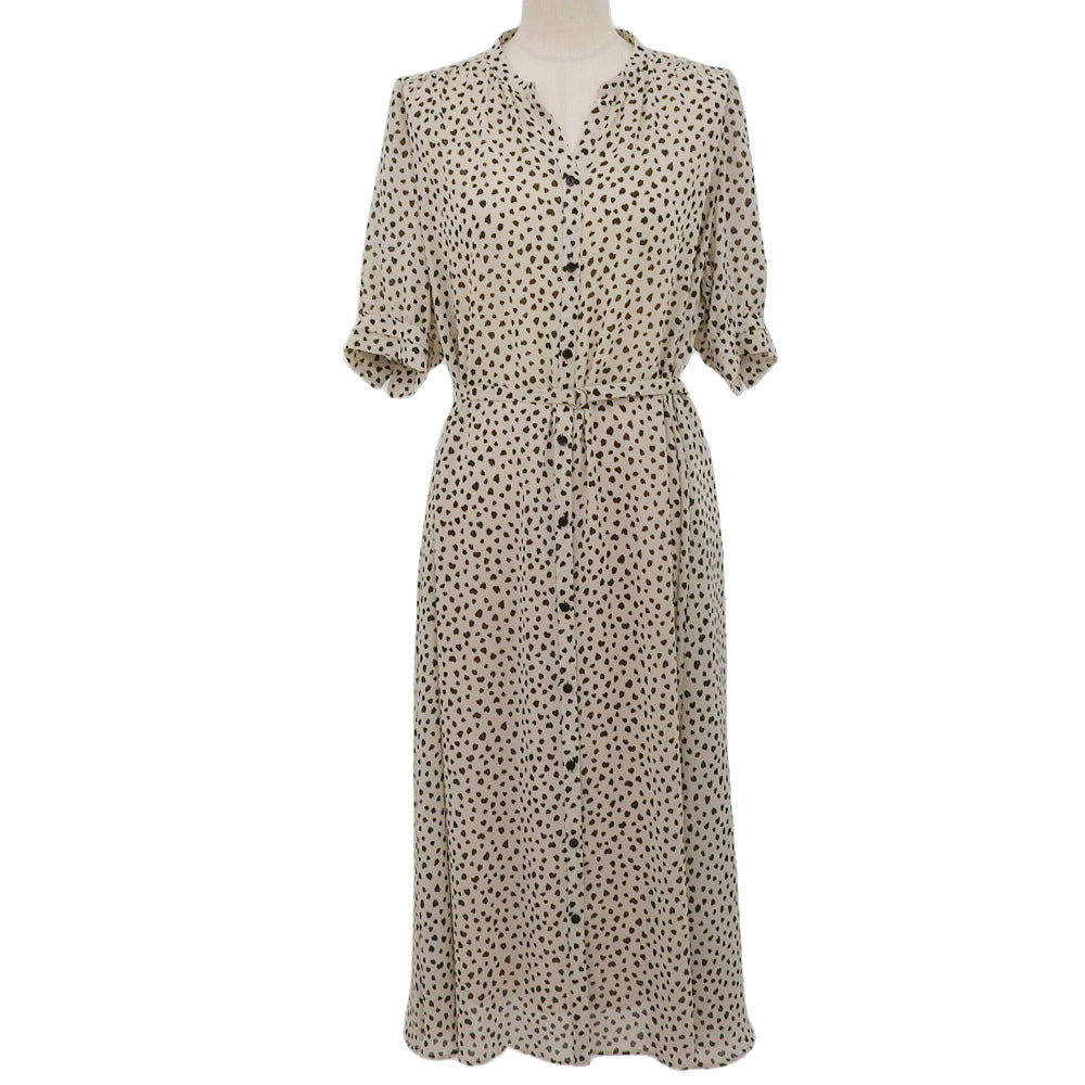 ANAYI アナイ 新品同様 ジョーゼットレオパード シアーワンピース レディース ベージュ 36 102127-14-480-11-360 ワンピース