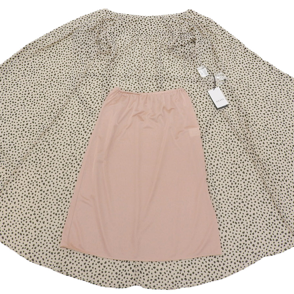 ANAYI アナイ 新品同様 ジョーゼットレオパード シアーワンピース レディース ベージュ 36 102127-14-480-11-360 ワンピース