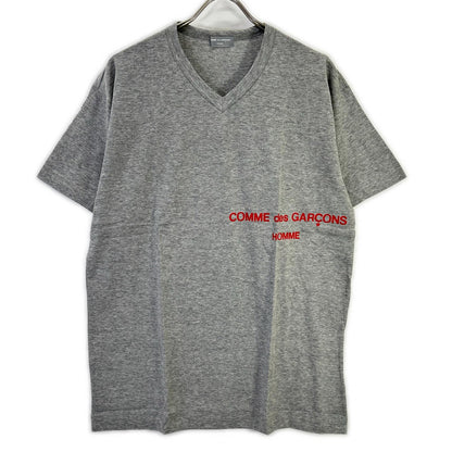 COMMEdesGARCONS HOMME コムデギャルソンオム 90s 田中オム HT-020410 グレー ロゴプリント VネックTシャツ トップス