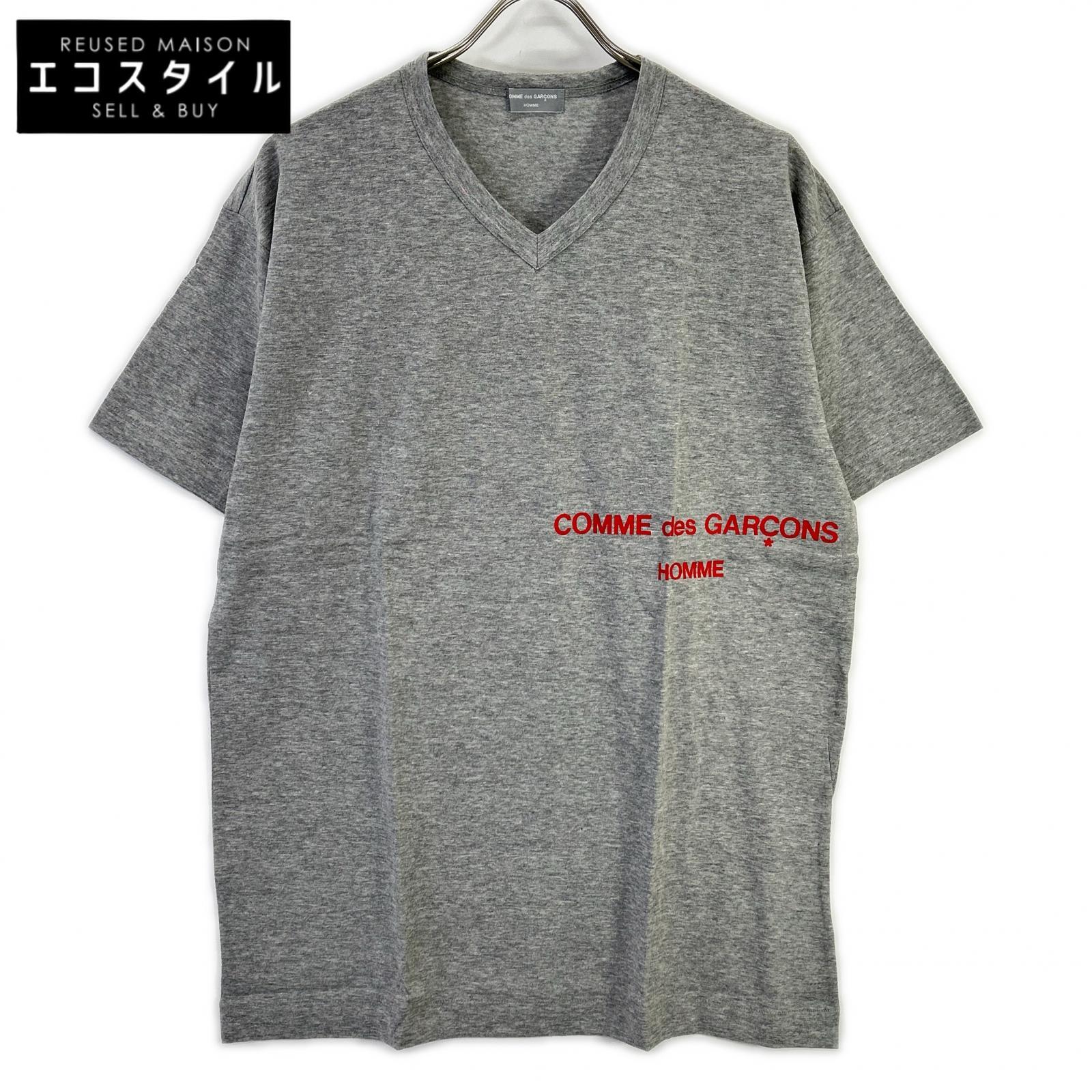 COMMEdesGARCONS HOMME Comme des Garçons Homme 90s Tanaka Homme HT-020410 gray logo-print V-neck T-shirt, top