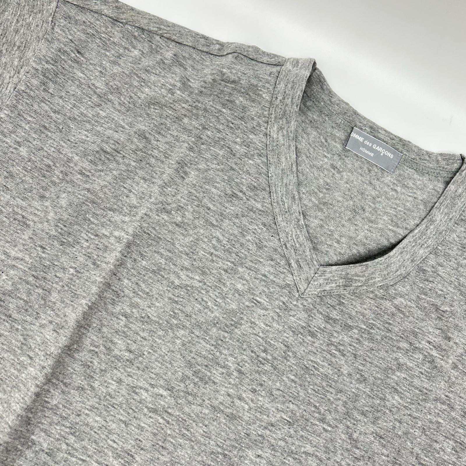 COMMEdesGARCONS HOMME コムデギャルソンオム 90s 田中オム HT-020410 グレー ロゴプリント VネックTシャツ トップス
