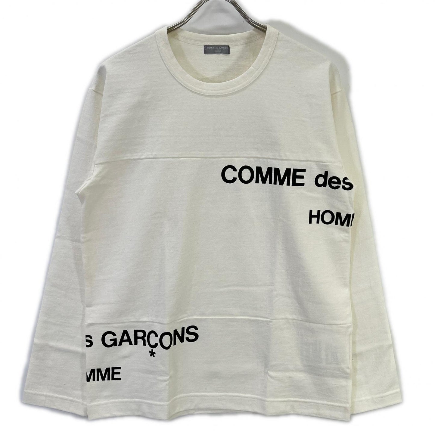 COMMEdesGARCONS HOMME コムデギャルソンオム 00s 田中オム HE-T003 ロゴプリント ホワイト クルーネックカットソー トップス