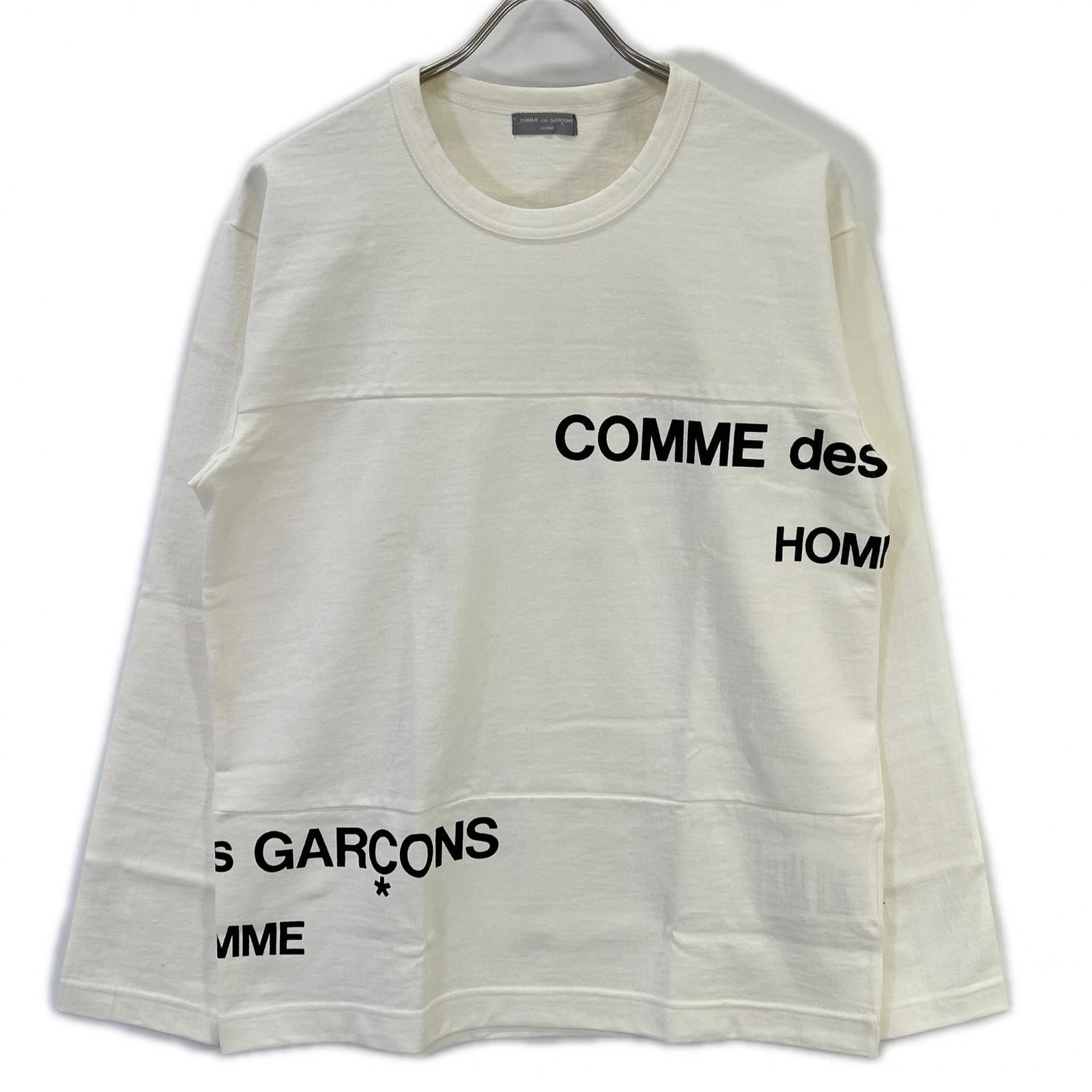 COMMEdesGARCONS HOMME コムデギャルソンオム 00s 田中オム HE-T003 ロゴプリント ホワイト クルーネックカットソー トップス