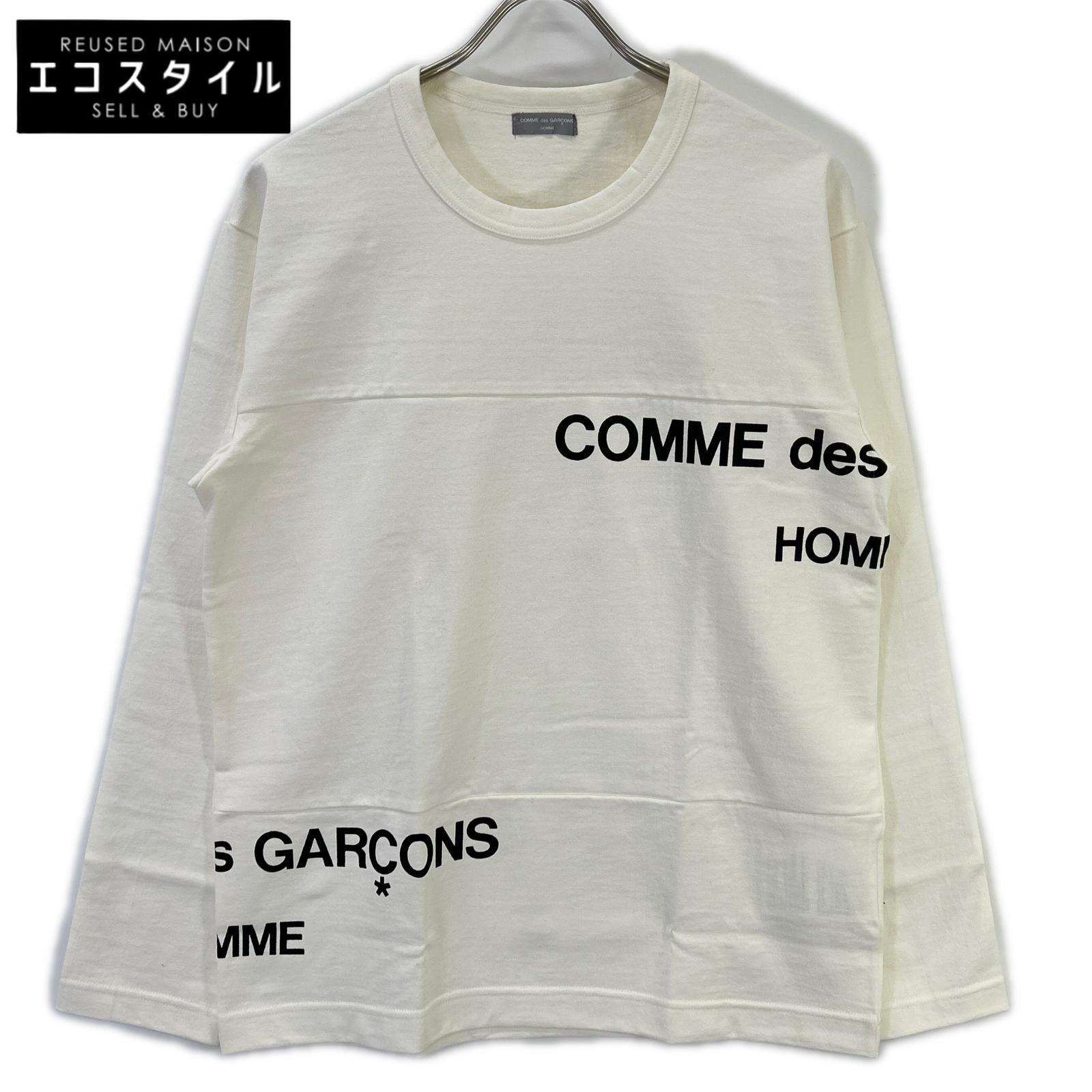 COMMEdesGARCONS HOMME コムデギャルソンオム 00s 田中オム HE-T003 ロゴプリント ホワイト クルーネックカットソー トップス