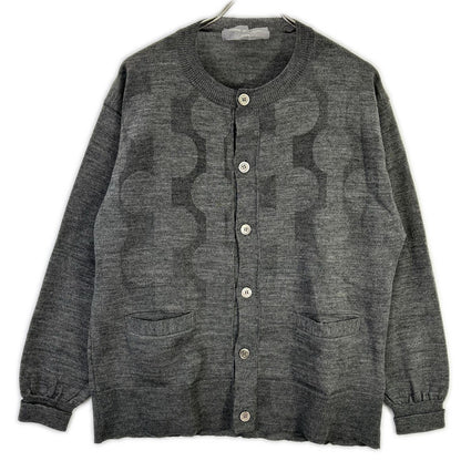 COMMEdesGARCONS HOMME コムデギャルソンオム 00s 田中オム HE-N003 グレー 透かしプリント ニットカーディガン トップス