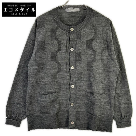 COMMEdesGARCONS HOMME コムデギャルソンオム 00s 田中オム HE-N003 グレー 透かしプリント ニットカーディガン トップス