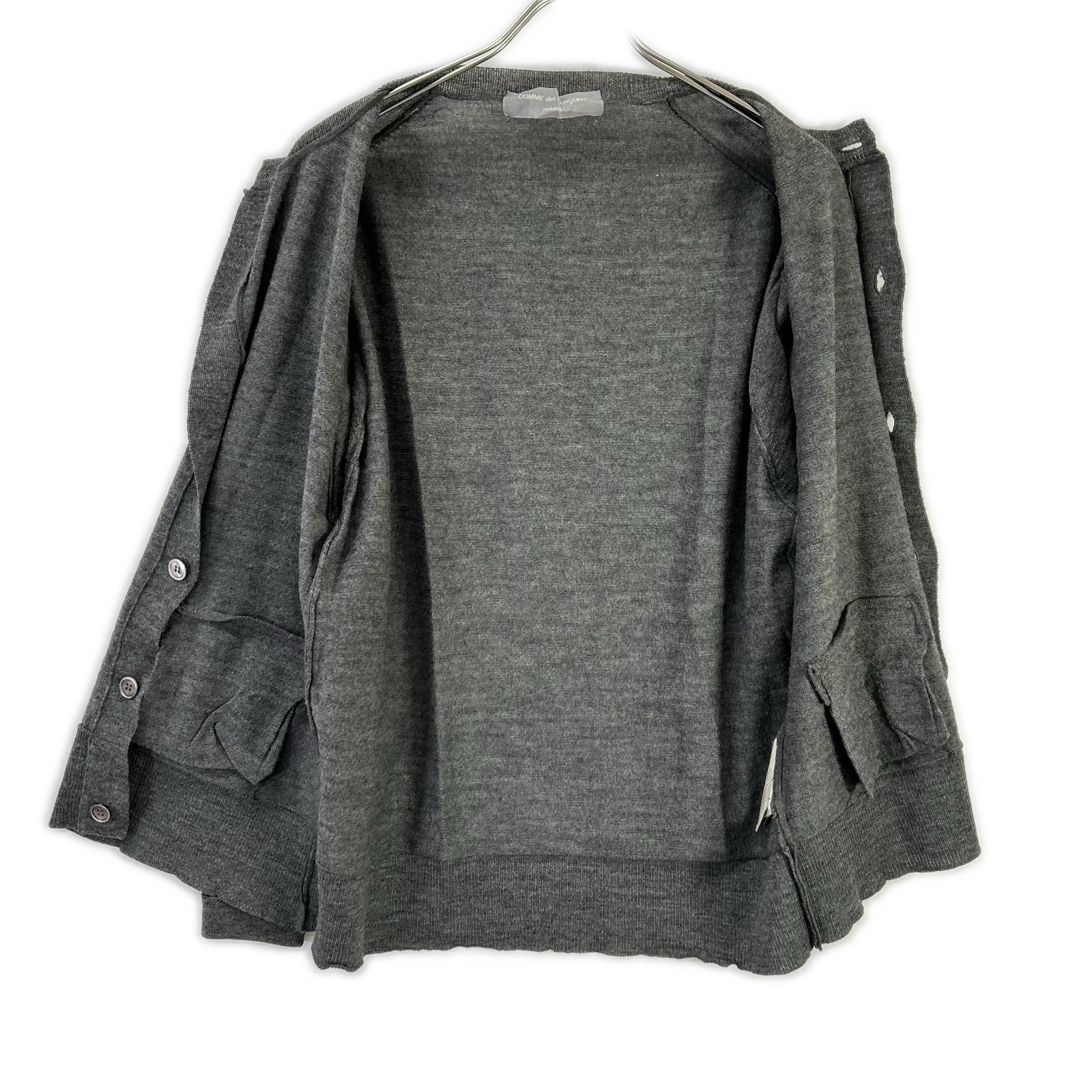 COMMEdesGARCONS HOMME コムデギャルソンオム 00s 田中オム HE-N003 グレー 透かしプリント ニットカーディガン トップス