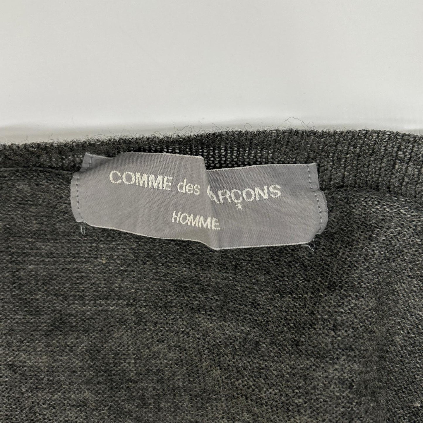COMMEdesGARCONS HOMME コムデギャルソンオム 00s 田中オム HE-N003 グレー 透かしプリント ニットカーディガン トップス