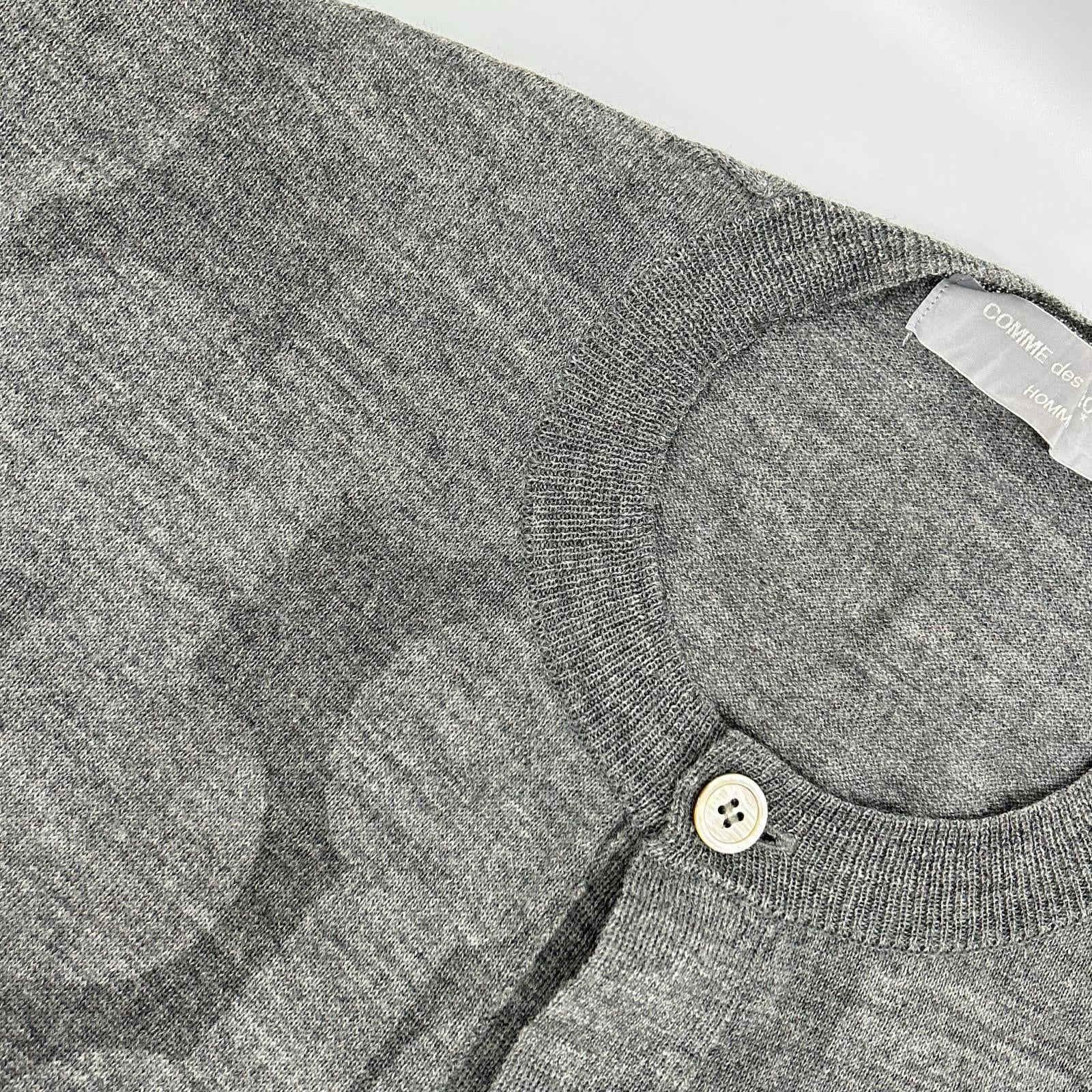 COMMEdesGARCONS HOMME コムデギャルソンオム 00s 田中オム HE-N003 グレー 透かしプリント ニットカーディガン トップス