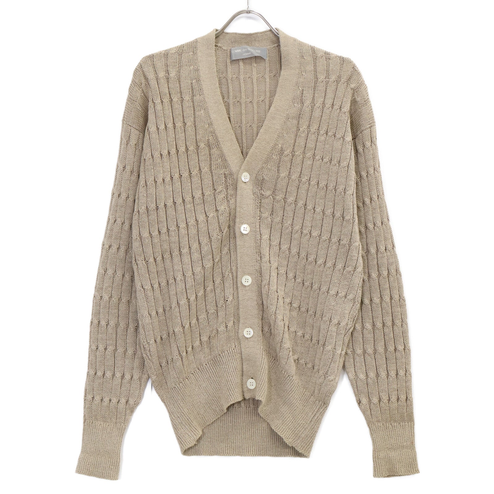 COMMEdesGARCONS HOMME コムデギャルソンオム 90s 田中オム HN-020090 ベージュ リネンニットカーディガン トップス