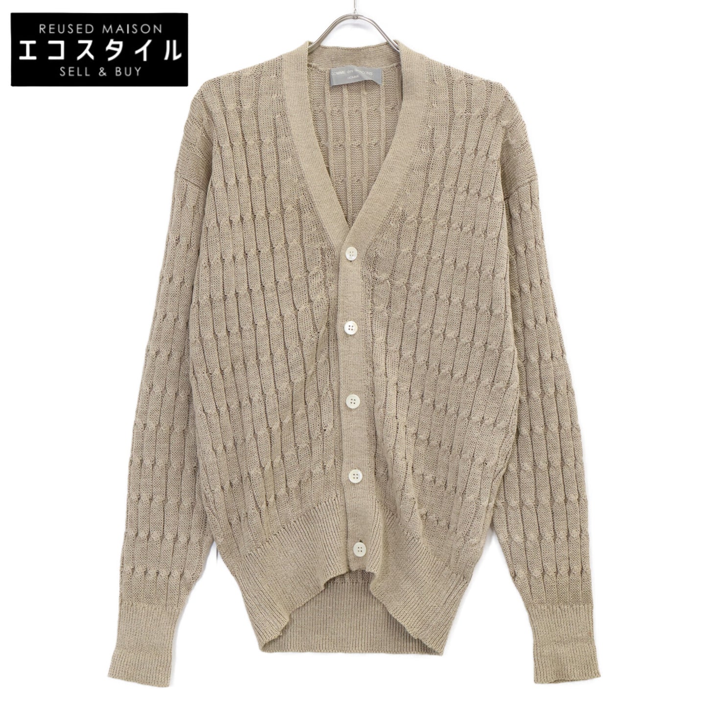 COMMEdesGARCONS HOMME コムデギャルソンオム 90s 田中オム HN-020090 ベージュ リネンニットカーディガン トップス