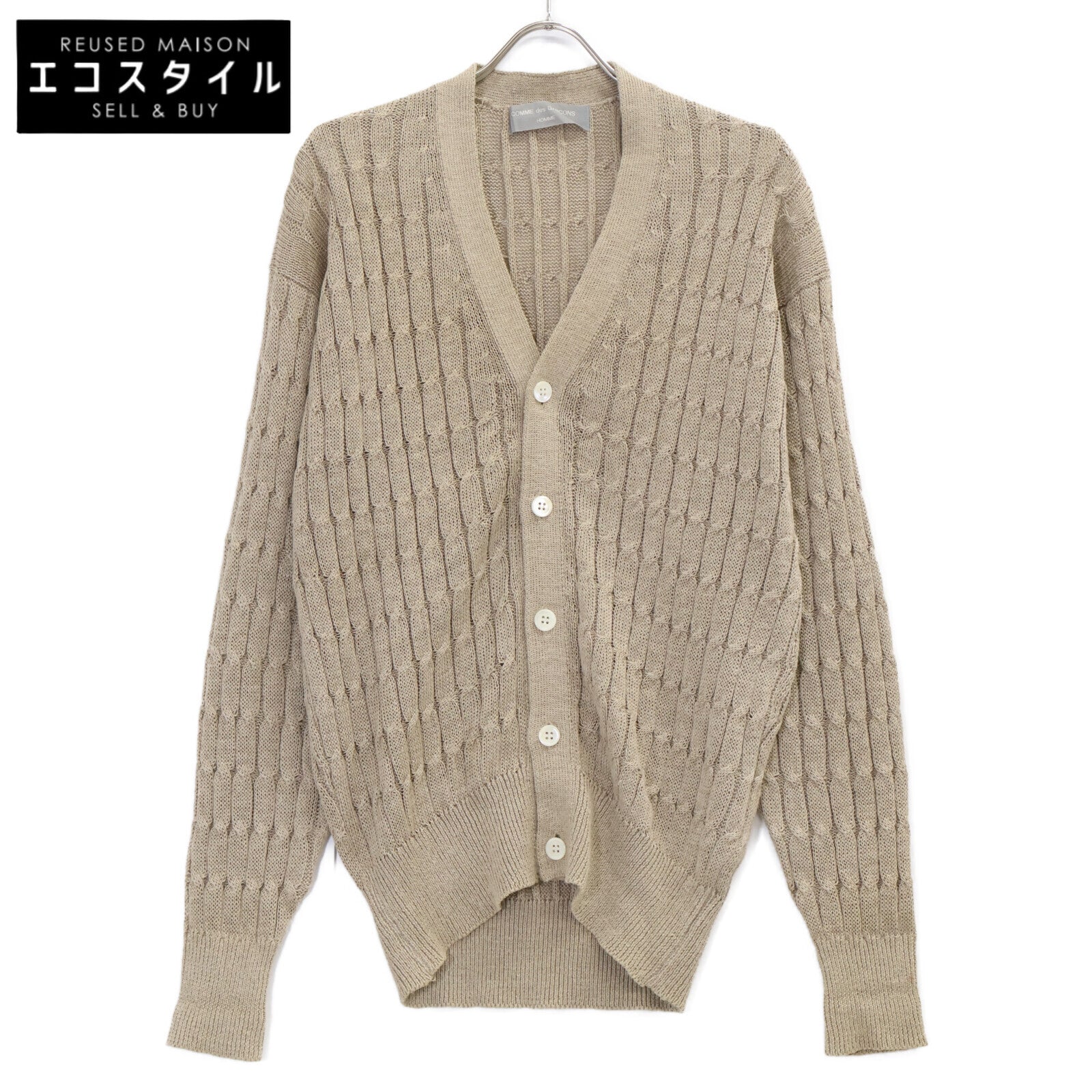 COMMEdesGARCONS HOMME コムデギャルソンオム 90s 田中オム HN-020090 ベージュ リネンニットカーディガン トップス