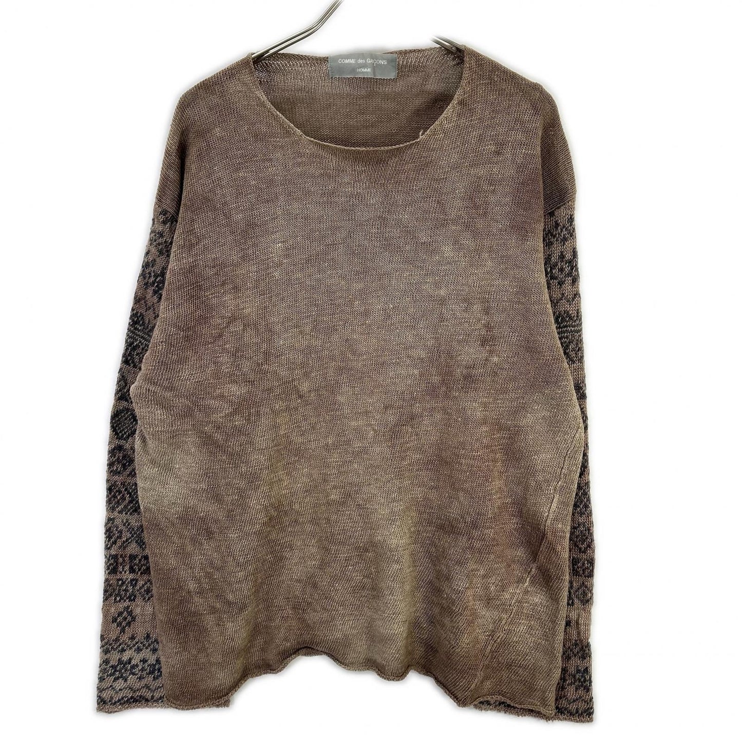 COMMEdesGARCONS HOMME Comme des Garçons Homme 90s Tanaka Homme HN-020070 garment-dyed ethnic-pattern linen knit sweater, top