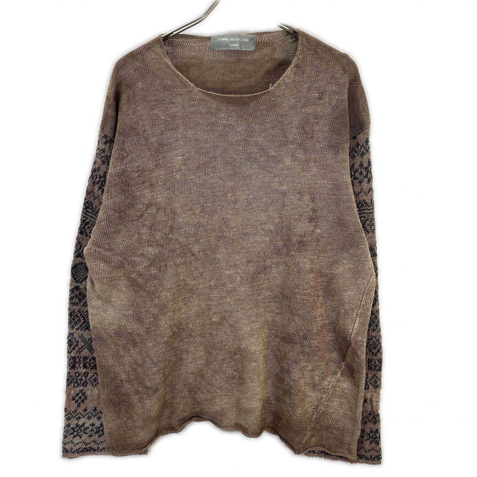 COMMEdesGARCONS HOMME Comme des Garçons Homme 90s Tanaka Homme HN-020070 garment-dyed ethnic-pattern linen knit sweater, top