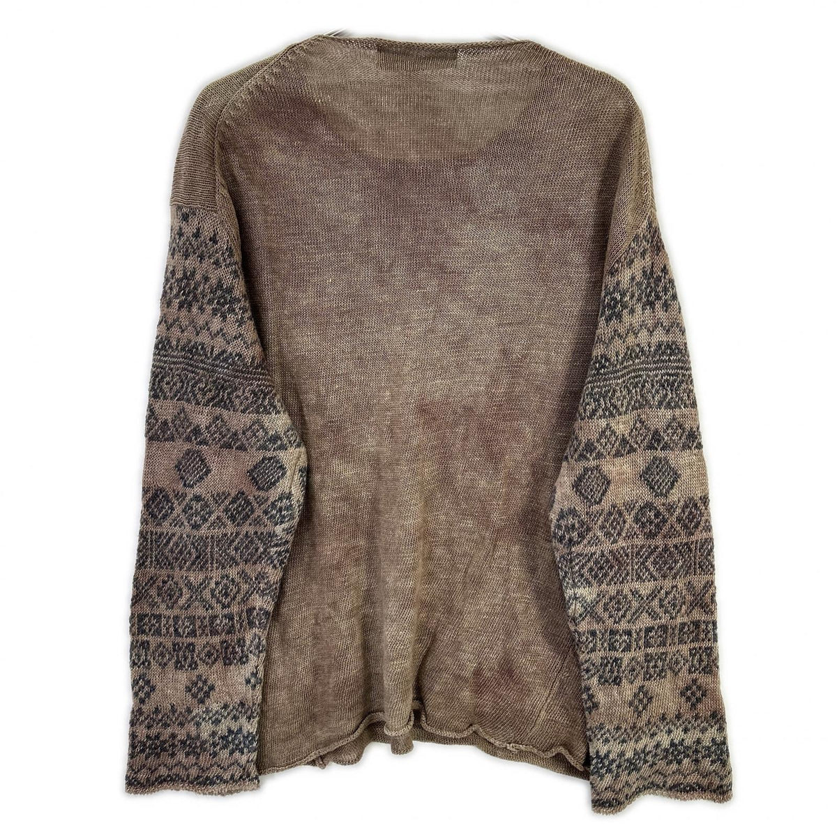 COMMEdesGARCONS HOMME Comme des Garçons Homme 90s Tanaka Homme HN-020070 garment-dyed ethnic-pattern linen knit sweater, top