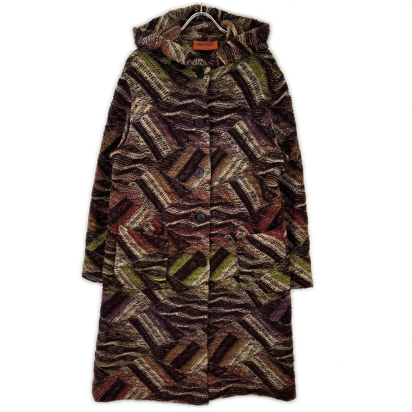 MISSONI ミッソーニ 90s オレンジラベル マルチカラー フーディーニットコート コート